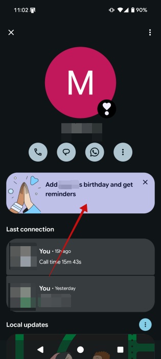 Adding birthday for VIP contact on Pixel phone. 