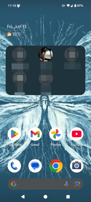 Contact with picture view in Pixel VIPs widget on home screen. 