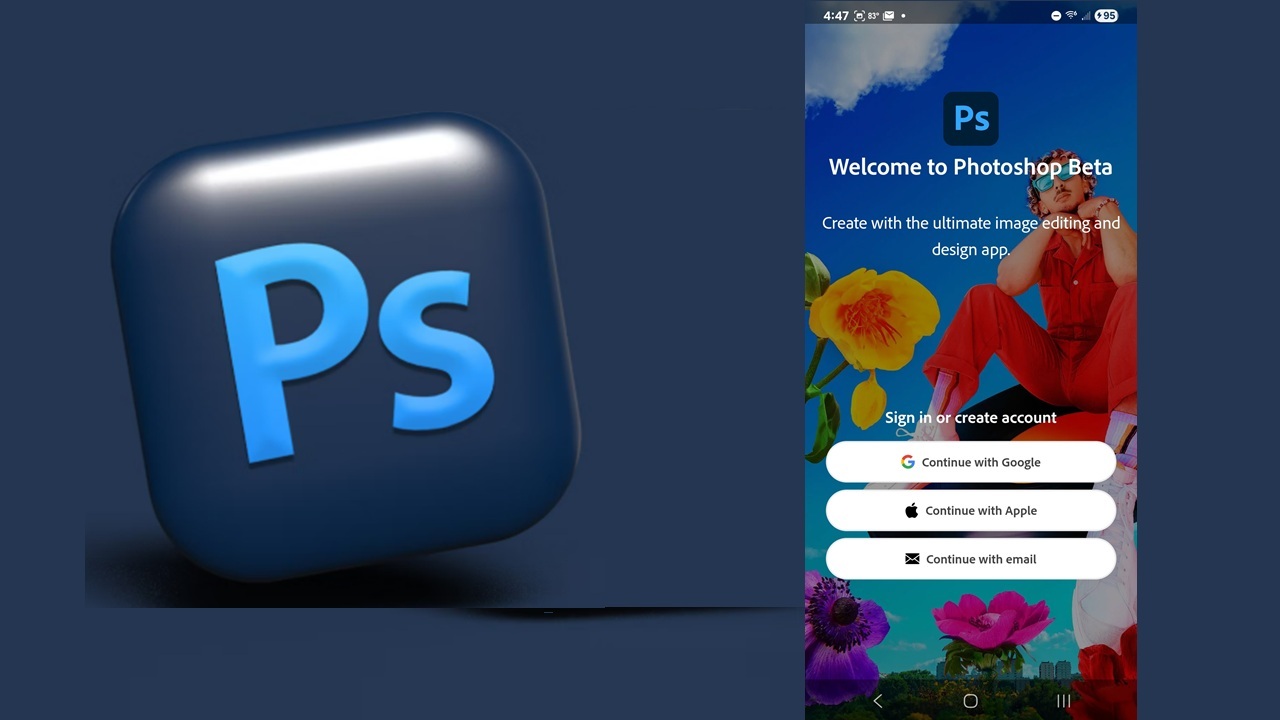 Photoshop logo with app.