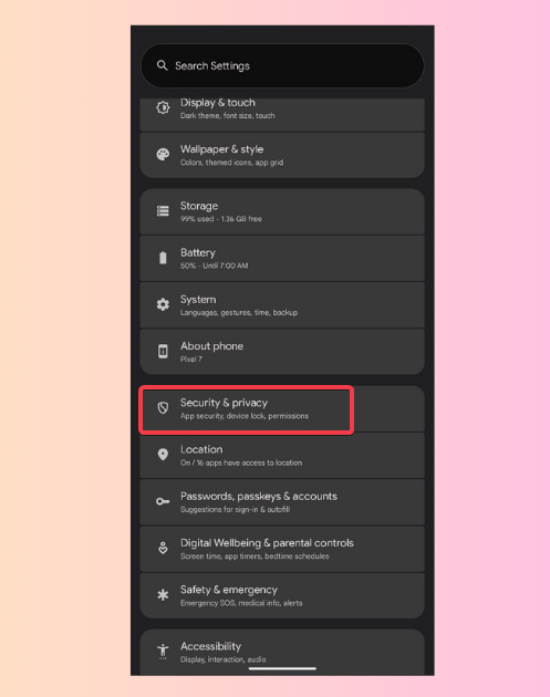 Settings Privacy And Security