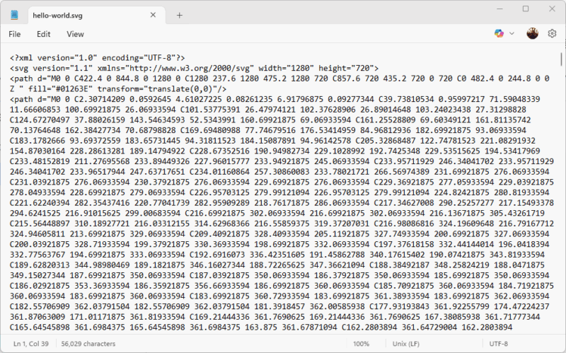 Showing Svg With Text Editor