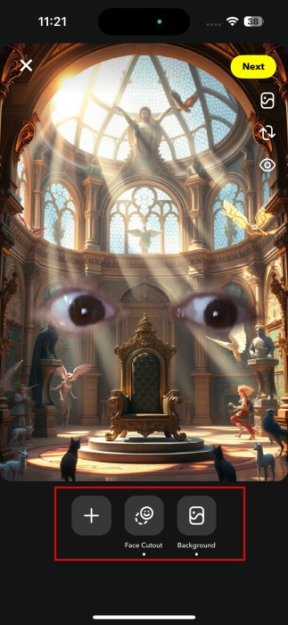 Custom lens view in Lens Studio app. 