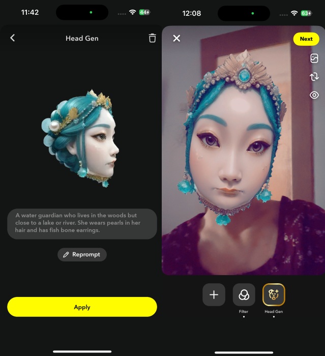 Snapchat Lens created with Face Gen tool in Lens Studio app. 