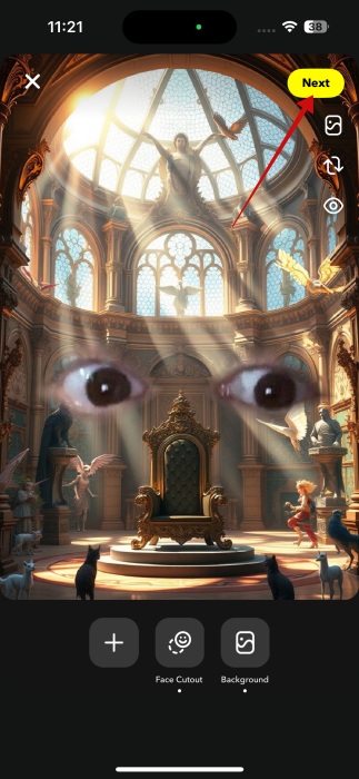 Pressing Next on new Lens creation screen in Lens Studio app. 