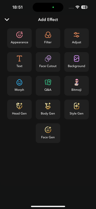 Snapchat Lens Studio Adding Effects Page