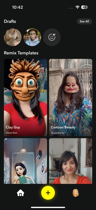 Snapchat Lens templates available in Lens Studio app. 