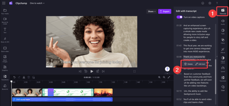 Trim Video By Deleting Transcripts
