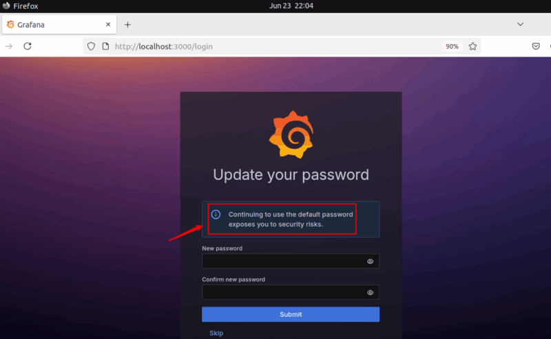 Update Garafana Account Password