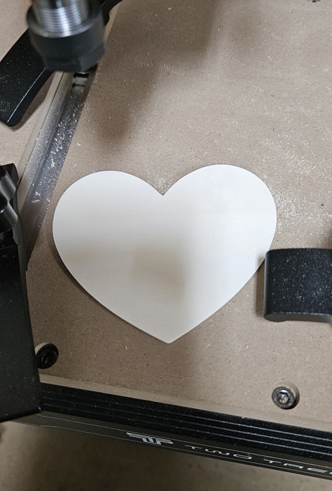 Heart cutout with CNC router.