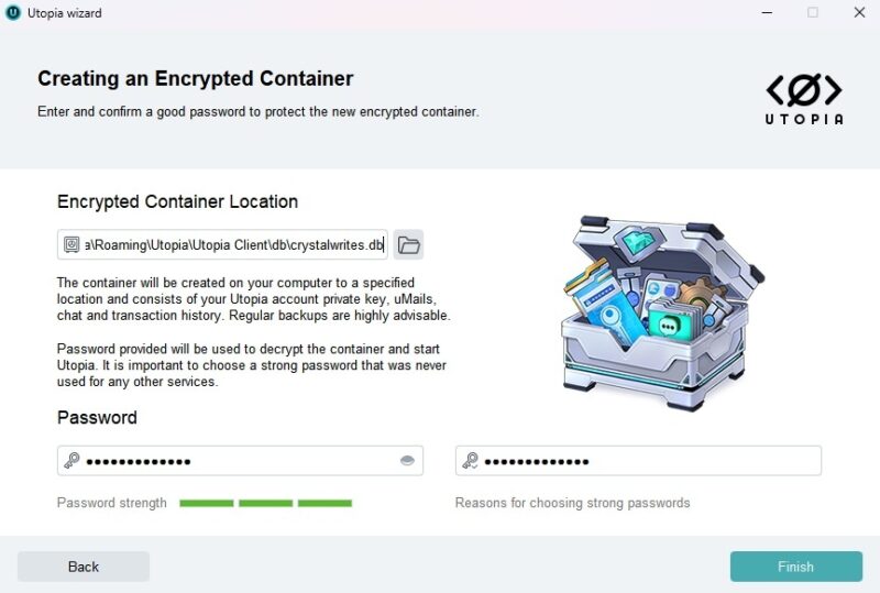 Creating an encrypted container on Utopia.