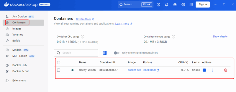 Verify Container Running