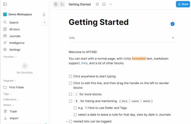 Affine Notion Alternative
