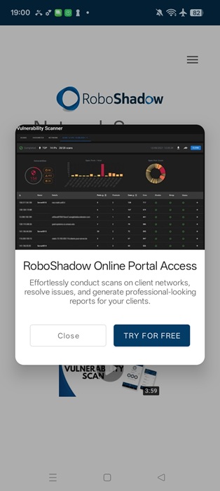 RoboShadow app with online portal access feature.