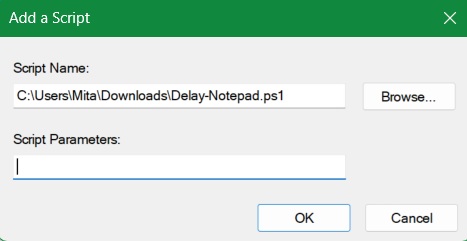 Use saved PowerShell scripts in "Add a Script"