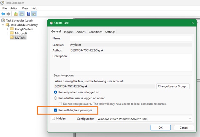Create a task with highest privileges in Task Scheduler.