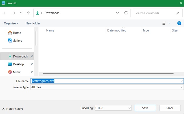 Save Notepad edit as .JAVA file instead of the regular extensions.