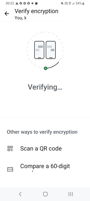 WhatsApp matches the verification keys of a contact.