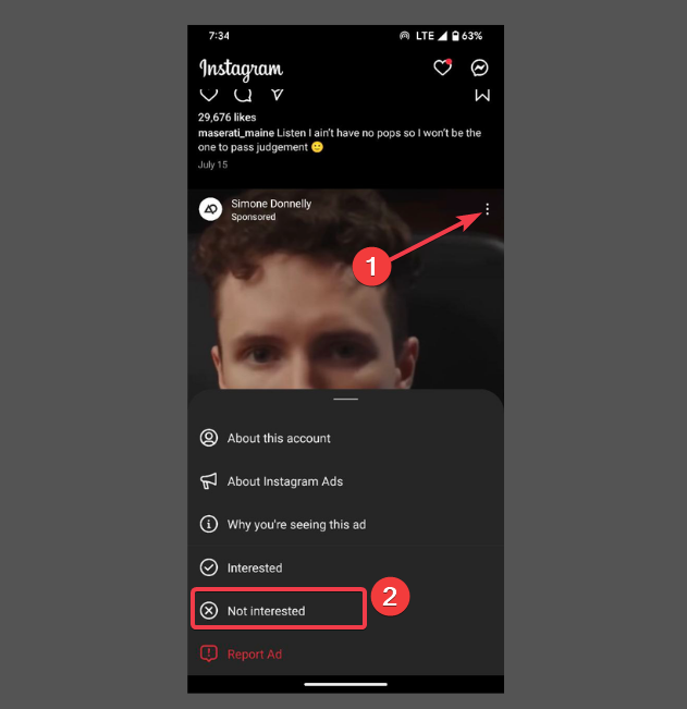 Not Interested Post Instagram