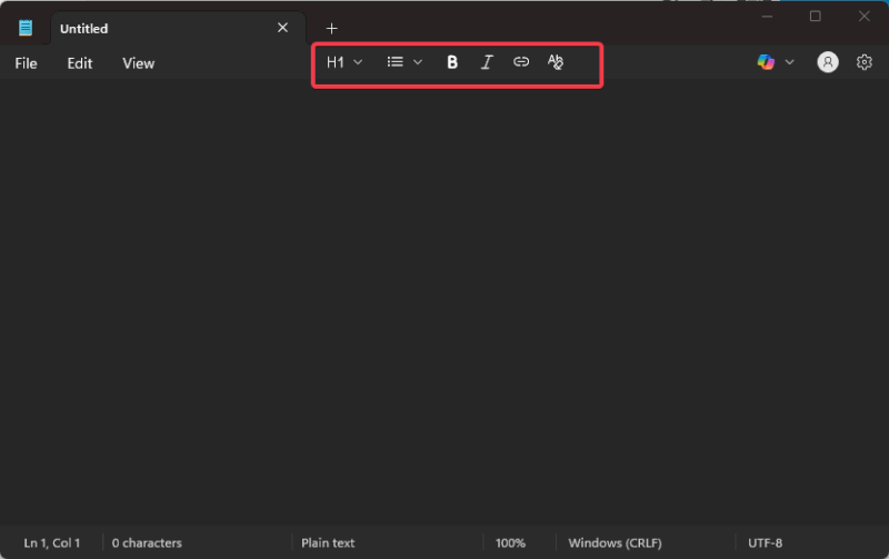 Notepad Formatting Toolbar