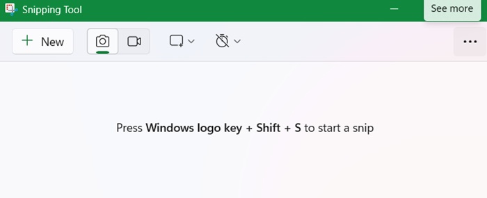The "See More" option opened by clicking the three dots in Snipping Tool.
