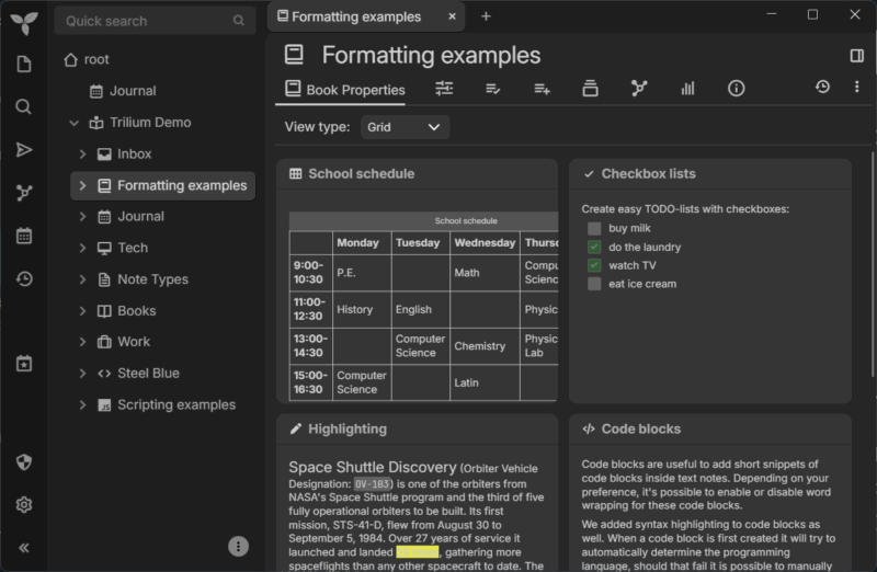 Trilium Notes Interface