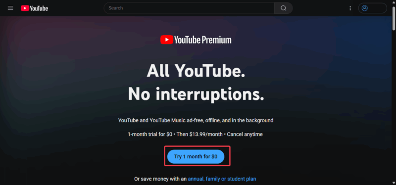 Youtube Premium Free Trial
