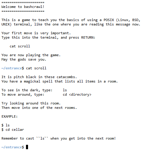 Bashcrawl Game For Learning Linux