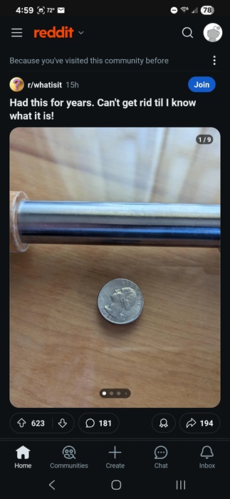 Viewing Reddit on the official Reddit app.