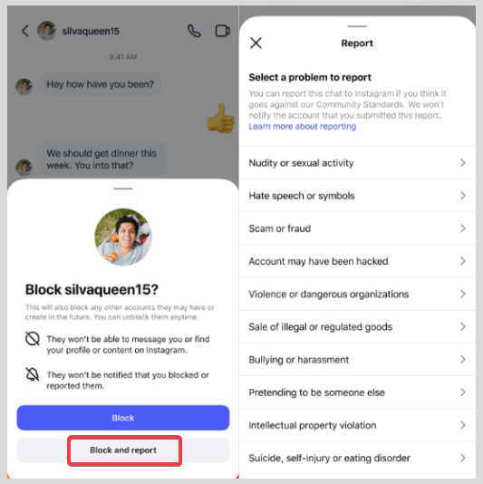 Block And Report Instagram Dm