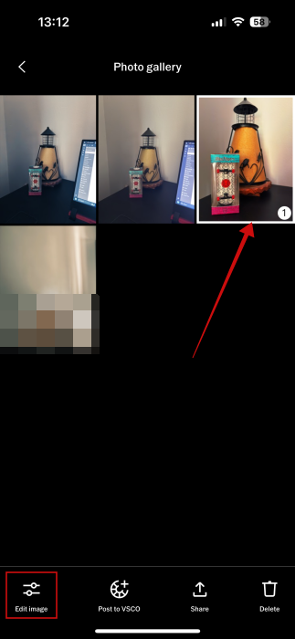 Opting to edit image from Capture app.