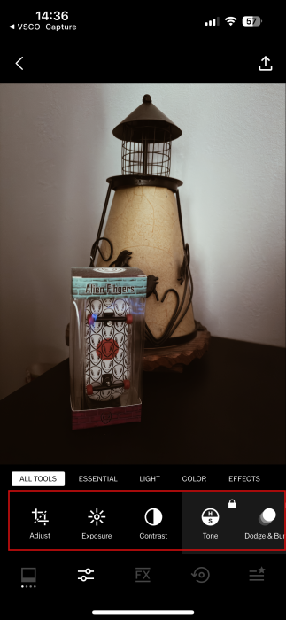 Editing an image from Capture in VSCO app.