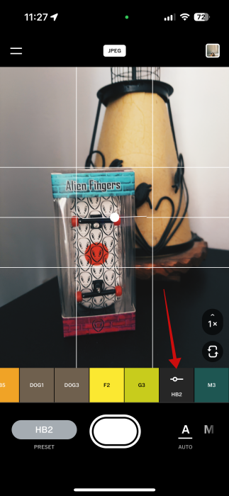 Browsing and applying filters in the Capture app.