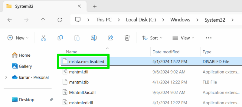 Changing Mshta app Name in Windows 11