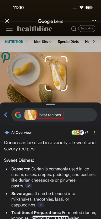 Adding context to search query in Chrome app on iPhone.