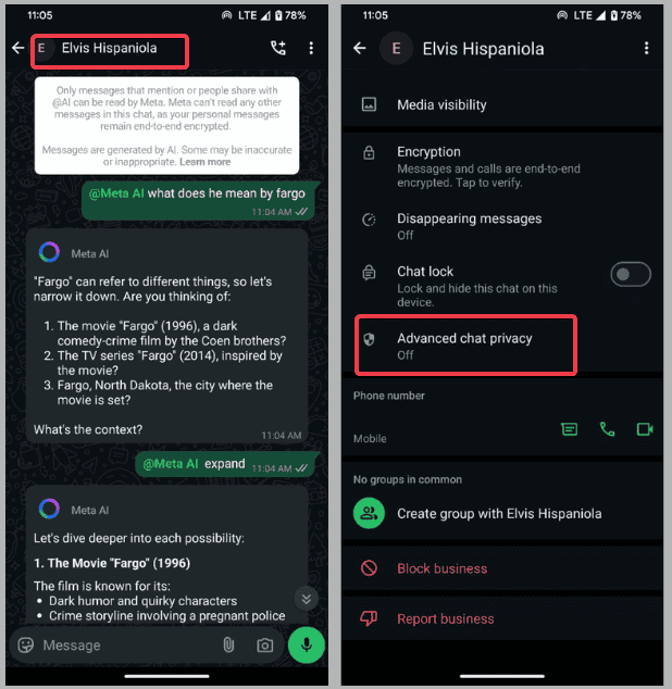 Click Advanced Chat Privacy