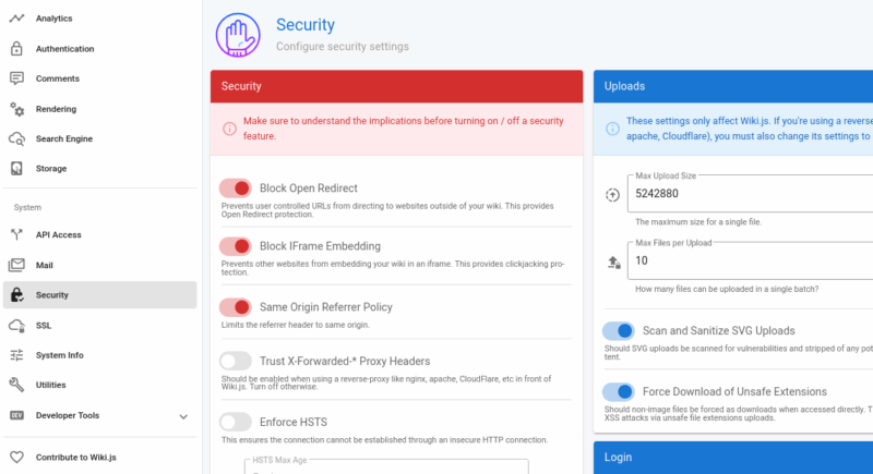 Config Security Settings
