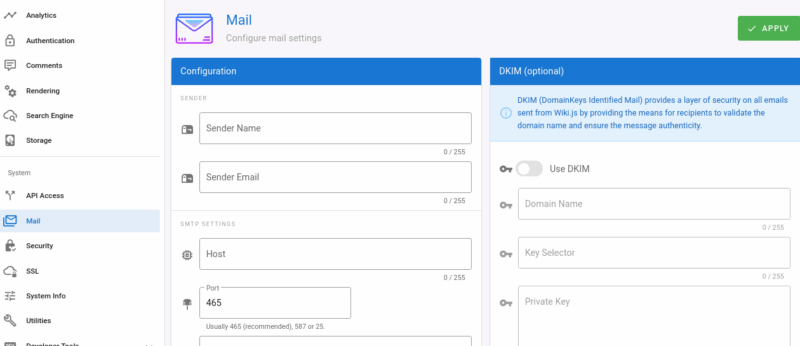 Configure Mail Settings