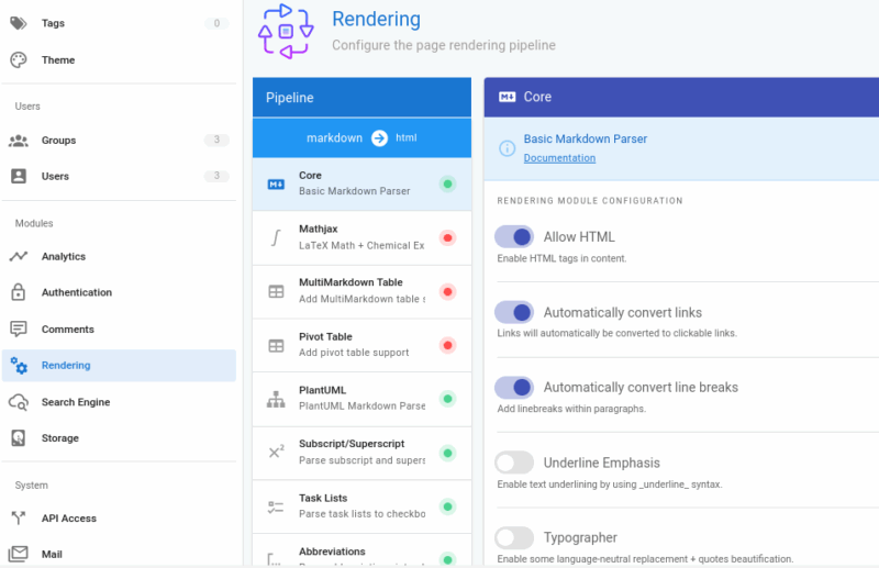 Configure Page Rendering