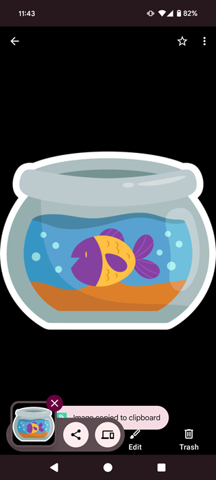 Sticker has been copied to clipboard on Android.