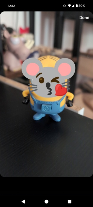 Emoji sticker added to Instagram story via Gboard.