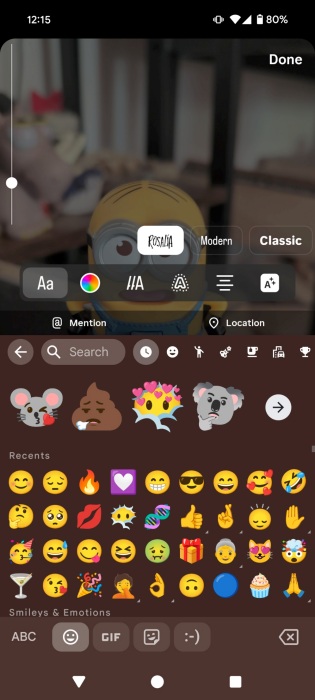 Emoji kitchen view via Gboard on Android.