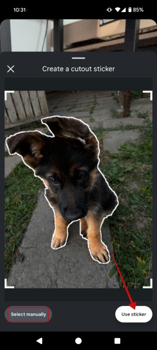 Tapping "Use sticker" button after custom was created in Instagram app.