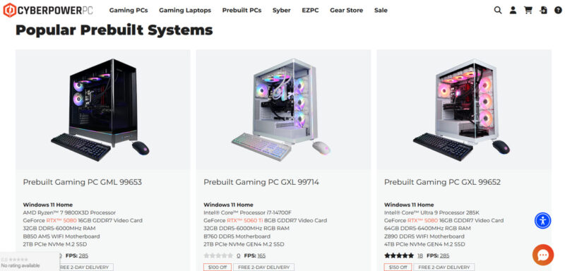 CyberPowerPC website home page