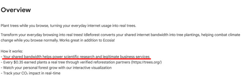 Chrome extension description about sharing bandwidth