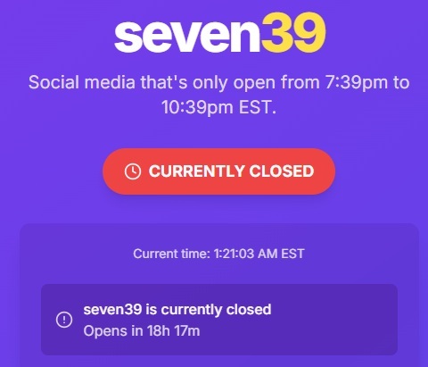 Closed message with time left until opening.