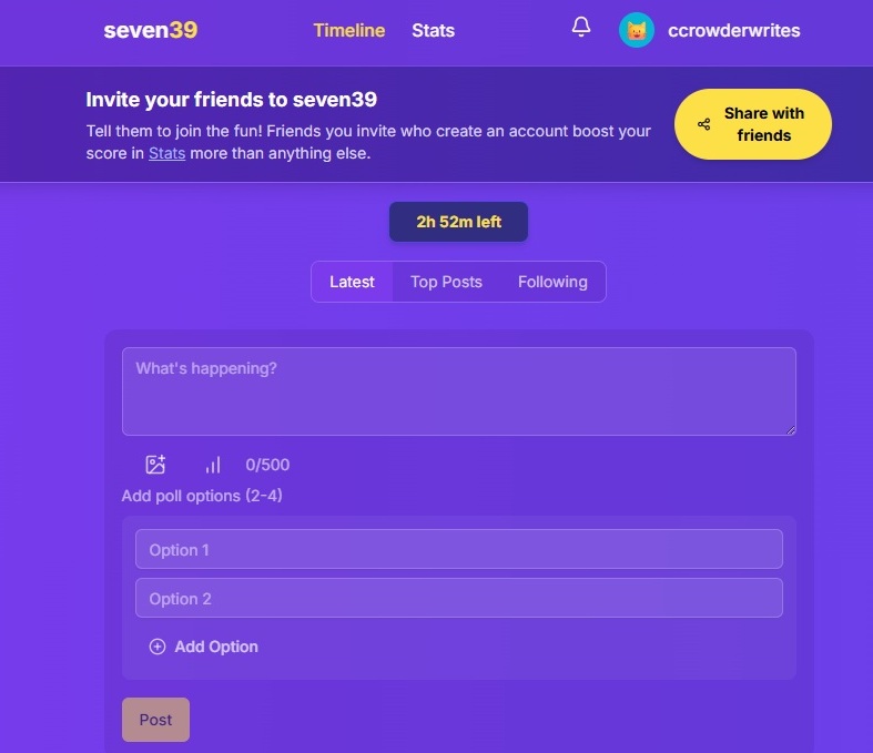 Creating a post and poll to share.