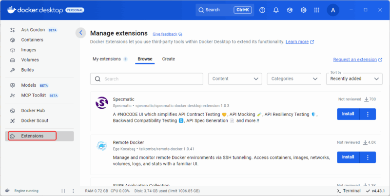 Docker Desktop Extensions
