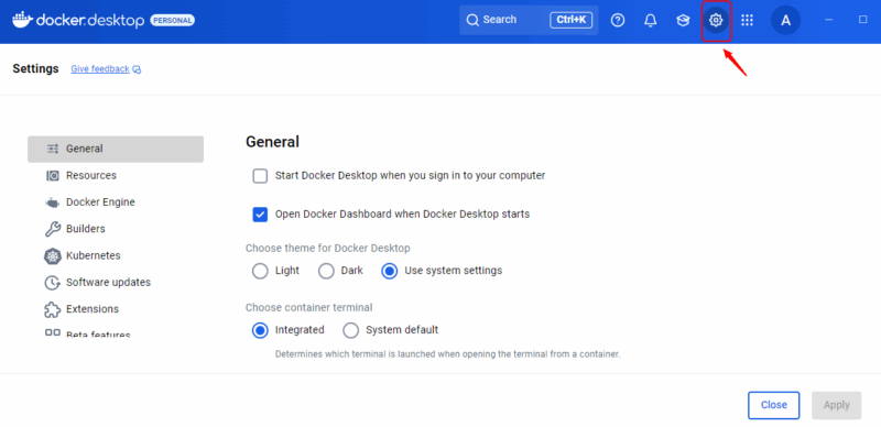 Docker Desktop Settings