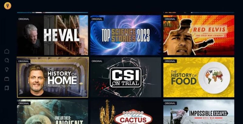 Browsing documentaries on Curiosity Stream.