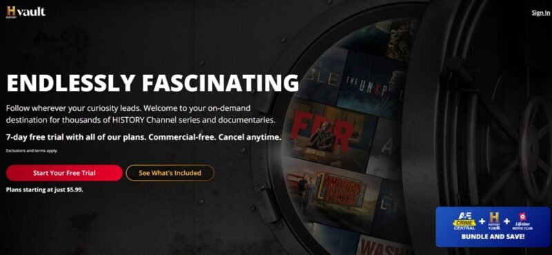 Signing up for History Vault.